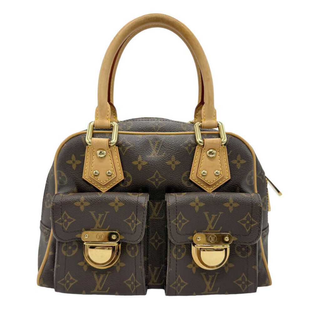 Louis Vuitton Manhattan Monogram Canvas Tote Bag Gold Brown
